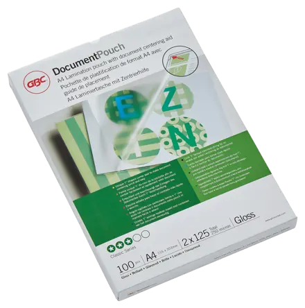 GBC Document™ Laminiertasche für Dokumente, glänzend, Format A4, 2 x 125 Mikron