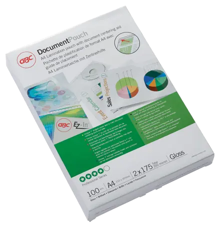 GBC Document™ Laminiertasche für Dokumente, glänzend, Format A4, 2 x 175 Mikron