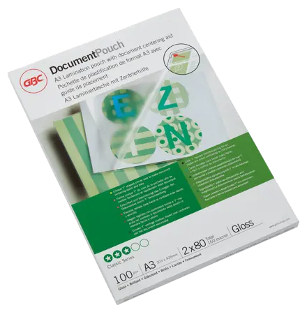 GBC Document™ Laminiertasche für Dokumente, glänzend, Format A3, 2 x 80 Mikron
