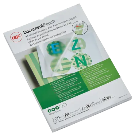GBC Document™ Laminiertasche für Dokumente, glänzend, Format A4, 2 x 80 Mikron