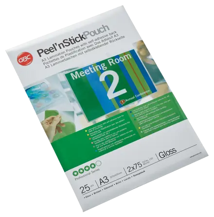 GBC Peel'nStick™ Laminiertaschen, A3, glänzend, 75 Mikron