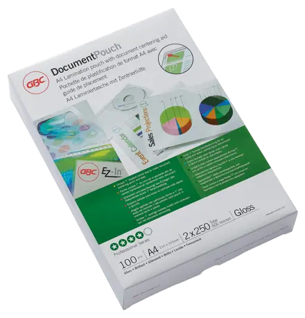 GBC Document™ Laminiertasche für Dokumente, glänzend, Format A4, 2 x 250 Mikron