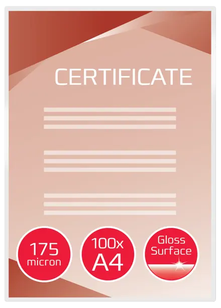 GBC Document™ Laminiertasche für Dokumente, glänzend, Format A4, 2 x 175 Mikron