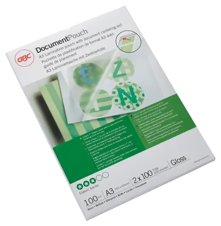 GBC Document™ Laminiertasche für Dokumente, glänzend, Format A3, 2 x 100 Mikron