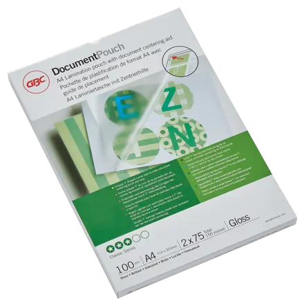 GBC Document™ Laminiertasche für Dokumente, glänzend, Format A4, 2 x 75 Mikron
