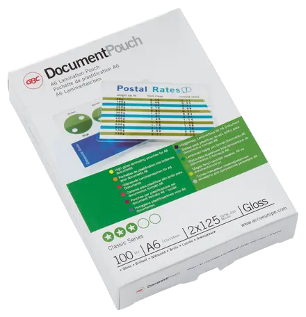 GBC Document™ Laminiertasche für Dokumente, glänzend, Format A6, 2 x 125 Mikron