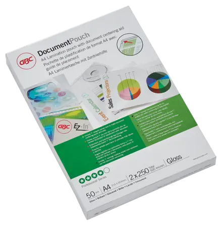 GBC Document™ Laminiertasche für Dokumente, glänzend, Format A4, 2 x 250 Mikron