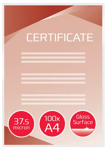 GBC Document™ Laminiertasche für Dokumente, glänzend, Format A4, 2 x 37,5 Mikron