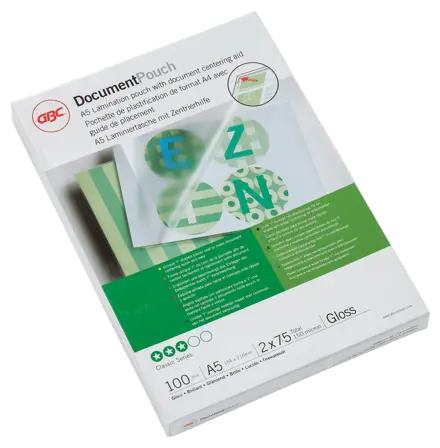 GBC Document™ Laminiertasche für Dokumente, glänzend, Format A5, 2 x 75 Mikron