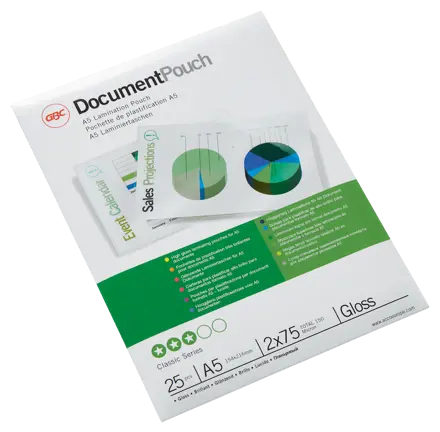 GBC Document™ Laminiertasche für Dokumente, glänzend, Format A5, 2 x 75 Mikron