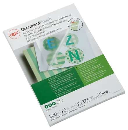 GBC Document™ Laminiertasche für Dokumente, glänzend, Format A3, 2 x 37,5 Mikron