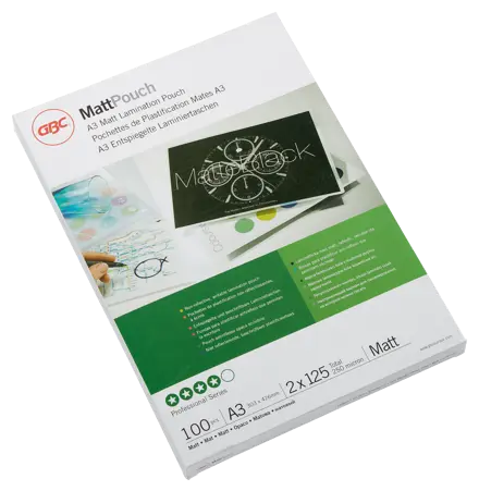 GBC Matt™ Laminiertaschen, entspiegelt, Format A3, 2 x 125 Mikron