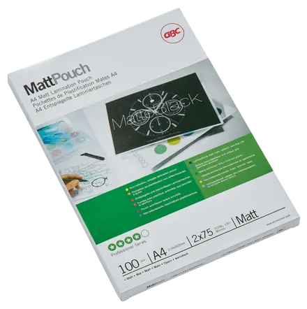 GBC Matt™ Laminiertaschen, entspiegelt, Format A4, 2 x 75 Mikron