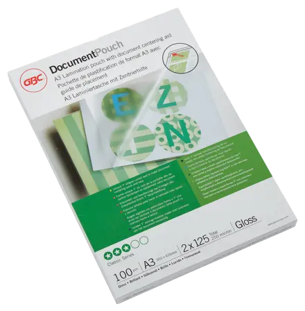 GBC Document™ Laminiertasche für Dokumente, glänzend, Format A3, 2 x 125 Mikron