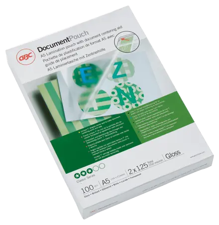 GBC Document™ Laminiertasche für Dokumente, glänzend, Format A5, 2 x 125 Mikron