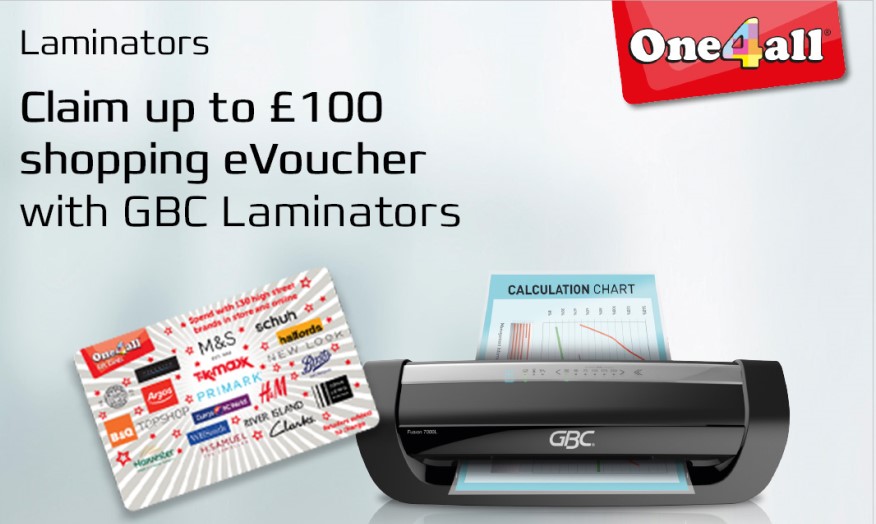 Claim up to £100 FREE shopping vouchers when you purchase selected GBC laminators
