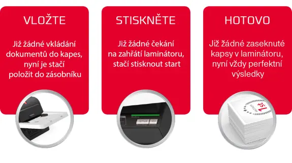 DOKONALÉ LAMINOVÁNÍ JEDNÍM DOTYKEM TLAČÍTKA